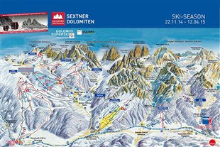 Karte Skigebiet Sextner Dolomiten